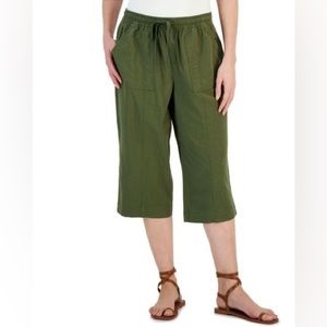 (L) $39.50|Karen Scott Charlie Capri Pants, Winter Moss